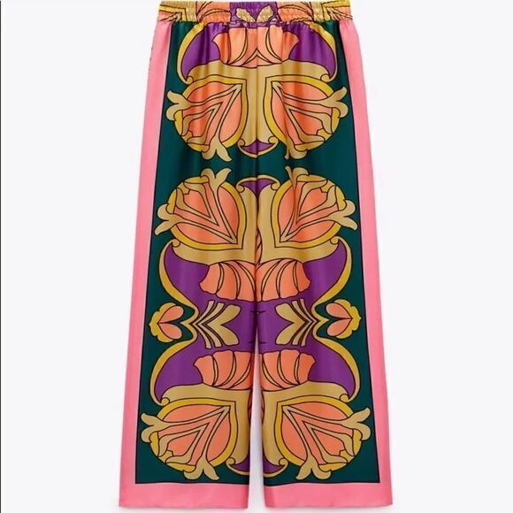 ZARA PRINTED PAJAMA-STYLE PANTS - Picture 14 of 16